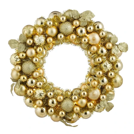 Mica Decorations Krans met LED goud - D 47 cm
