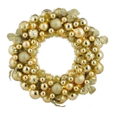 Mica Decorations Krans met LED goud - D 47 cm