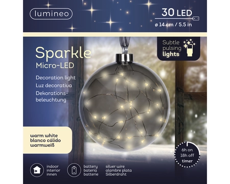 Micro LED bal d14cm-30L grs/warm wt - afbeelding 2