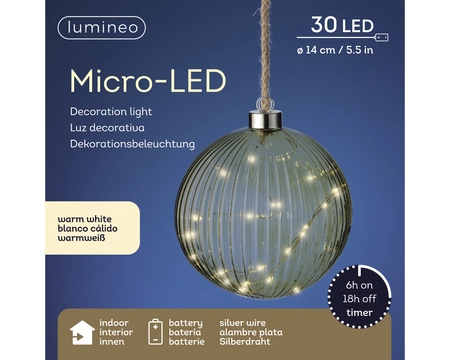 Micro LED bal d14cm grn/warm wit - afbeelding 2