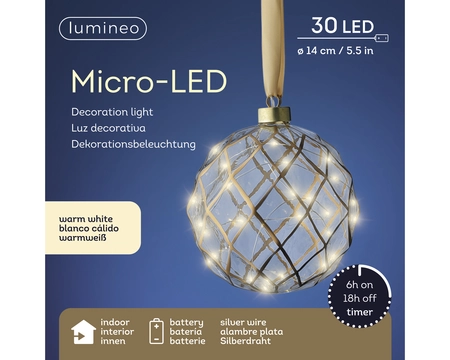 Micro LED bal d14cm helder/warm wit - afbeelding 2