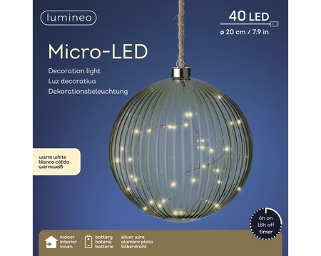 Micro LED bal d20cm grn/warm wit - afbeelding 2