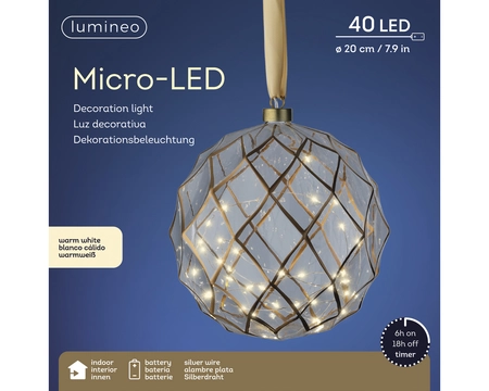 Micro LED bal d20cm helder/warm wit - afbeelding 2