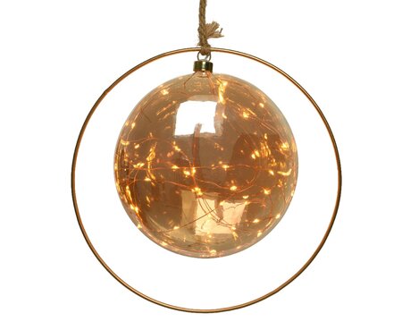 Micro LED Bal met ring Amber BO Binnen - Ø 20 x H 20 cm - afbeelding 1