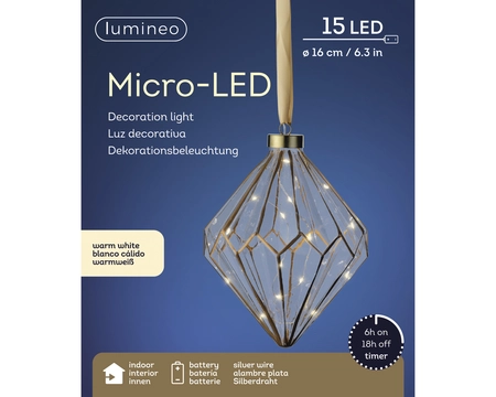 Micro LED diamant d16h20cm hldr/wwt - afbeelding 2
