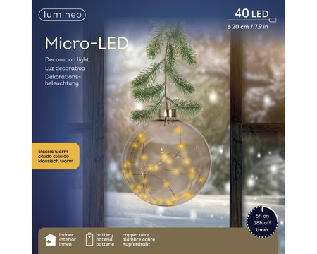 MicroLED bal d20cm40L amber/kl warm - afbeelding 2