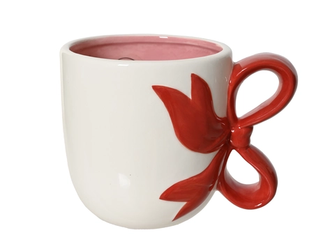 Mok dolomiet d10h11.5cm rood/wit