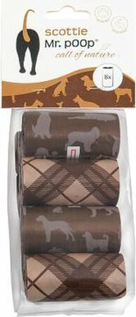 Mr.POOP SCOTTIE Refill Bags 4 Rolls-Brown print