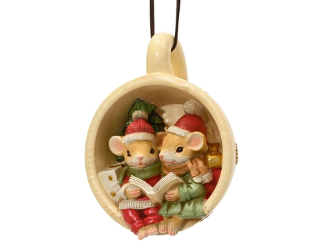 Muis polyresin L7b9.50h12.50cm creme - afbeelding 1