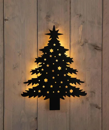 Muurhanger kerstboom 40x51cm zwart