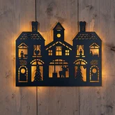 Muurhanger kersthuizen 40x32cm zwart