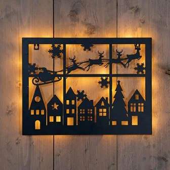 Muurhanger kerstslee 40x32cm zwrt