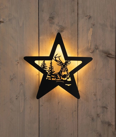 Muurhanger met ster 3x34x35cm zwrt