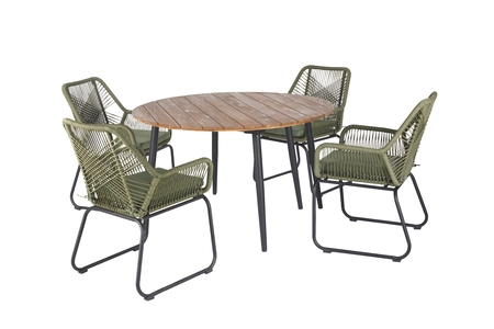 Napoli ronde dining set groen voor 4 personen - afbeelding 1