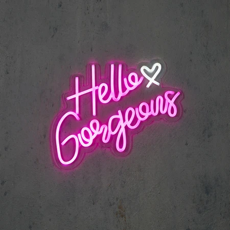 Neon light roze Hello Gorgeous en timer adapter included IP20 - l40xb1,5xh28cm