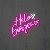 Neon light roze Hello Gorgeous en timer adapter included IP20 - l40xb1,5xh28cm