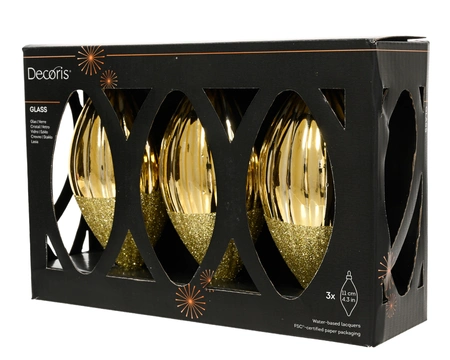 Olijf glas d6h12cm licht goud 3st - afbeelding 1