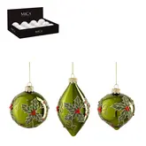 Ornament bal ui druppel groen (1 stuk, div. soorten)  d8cm