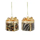 Ornament cadeau goud (1 stuk, div. soorten) - h7xd7cm