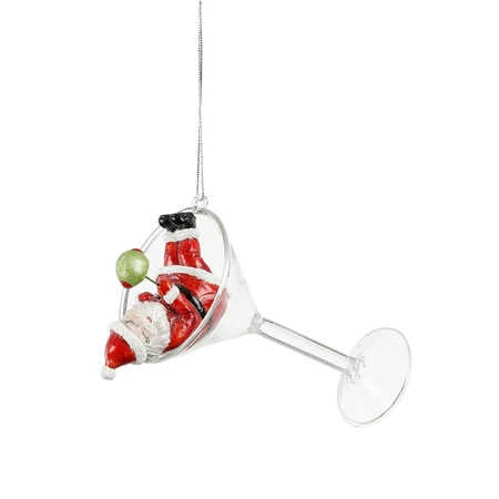 Ornament cocktail kerstman rood - l6,5xb6xh12,5cm