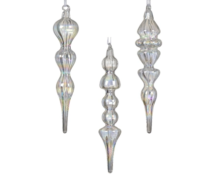Decoris versierd ornament glas transparant iris ijspegel 4 cm