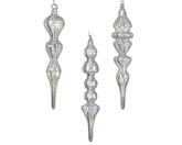 Decoris versierd ornament glas transparant iris ijspegel 4 cm