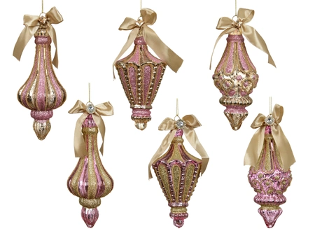 Ornament glas d6.50h12cm roze a6