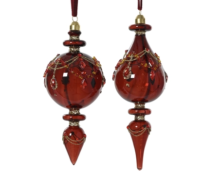 Ornament glas d8h18cm ossenbloed a2 - afbeelding 1