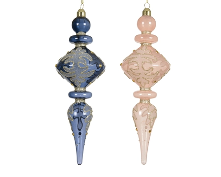 Ornament glas d8h24cm a2 2st - afbeelding 2