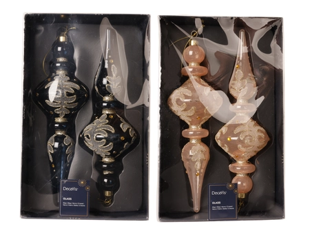 Ornament glas d8h24cm a2 2st - afbeelding 1
