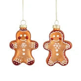 Ornament peperkoek bruin 2 assorti - l6xb1,5xh7,5cm