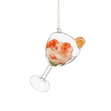 Ornament shrimp cocktail oranje - l8xb6,5xh11cm