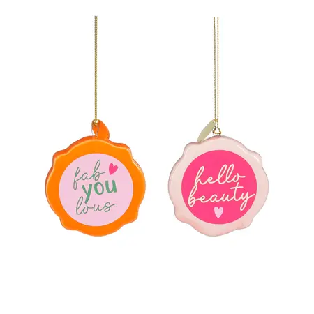 Ornament tekst roze oranje (1 stuk, div. soorten) - l6,5xb1,5xh7cm