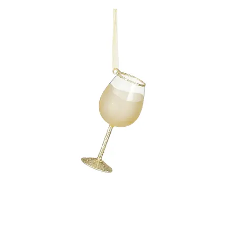 Ornament wijnglas glas champagne - h13xd6cm