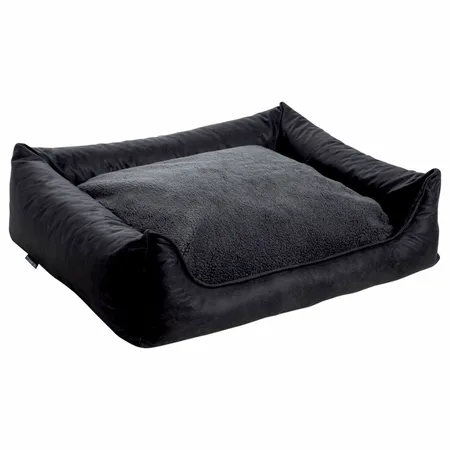 MaxxNobel Orthopedische hondenmand Lederlook/teddy Antraciet 70/50 - afbeelding 2