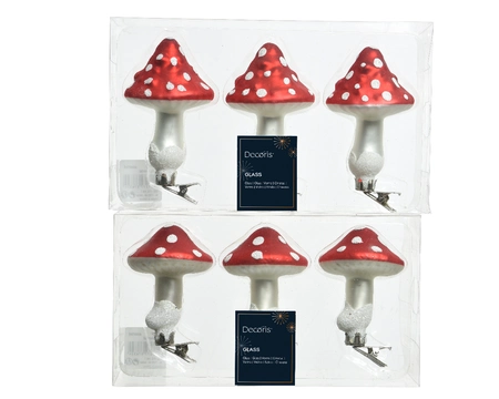 Decoris glazen figuur paddenstoel rood 6,5 cm - afbeelding 1