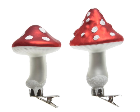 Decoris glazen figuur paddenstoel rood 6,5 cm - afbeelding 2