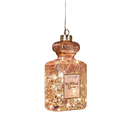 Parfumfles led glas 16x8.5cm roze