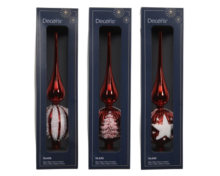 Piek glas d8h31cm kerstrood a3 - afbeelding 1