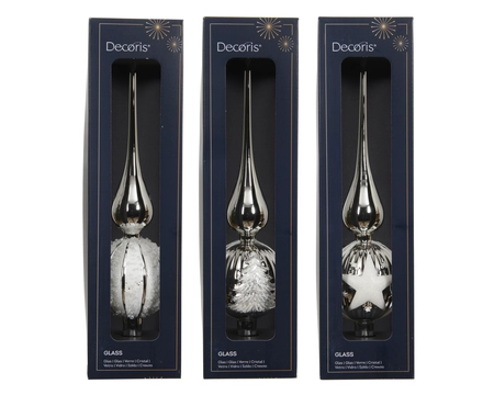 Piek glas d8h31cm zilver a3 - afbeelding 1