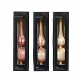 Piek glas matt rib mould- champagne glitter 3kl.ass L8-W8-H31cm assortie