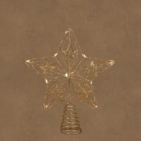 Piek ster champagne warm wit 12 led battery operated en timer - l21xb5xh25cm