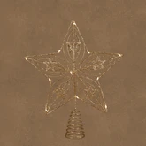 Piek ster champagne warm wit 12 led battery operated en timer - l25xb5,5xh30cm
