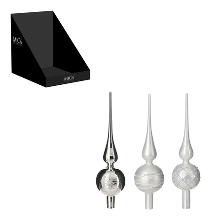 Piek wit zilver 3 assorti display - h31xd8cm