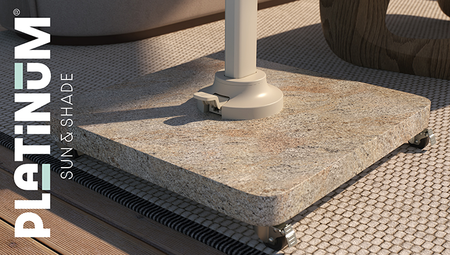 Platinum Venezia Round Edge parasolvoet 120 kg granite met zwenkwielen - afbeelding 2