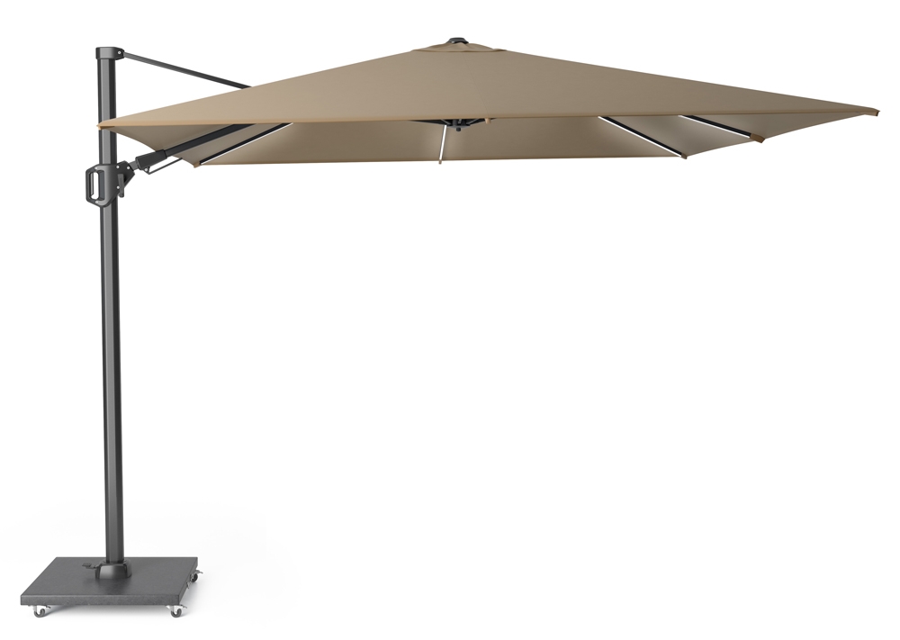 Platinum Zweefparasol Challenger T² Glow 300x300 taupe TuinWereld