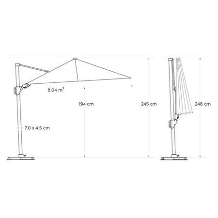 Platinum zweefparasol Voyager T² 270x270 antraciet - afbeelding 12