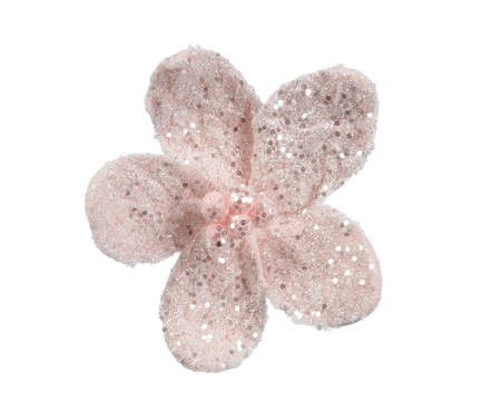 Poinsettia kunstbont d18h6cm z.roze - afbeelding 1
