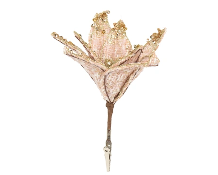 Poinsettia polyester d18h16cm roze