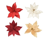 Poinsettia polyester fluweel d24h10cm a4